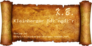 Kleinberger Böngér névjegykártya